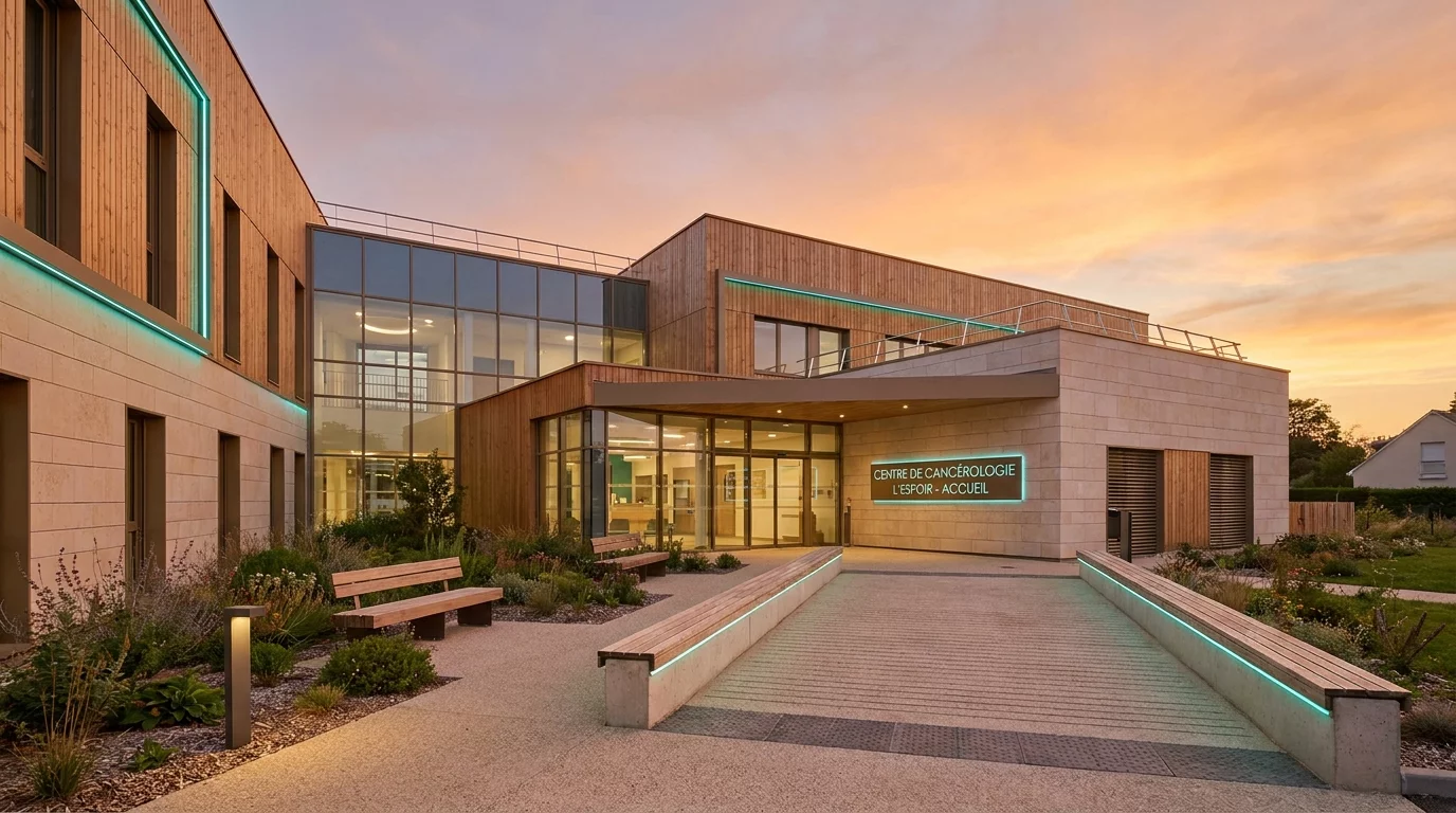 Centre de lutte contre le cancer, facade moderne et accueillante