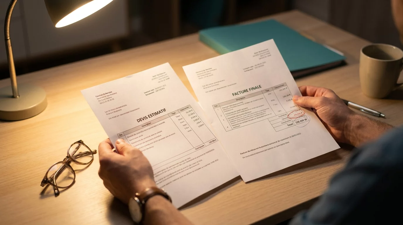 Personne comparant un devis et une facture d'hopital
