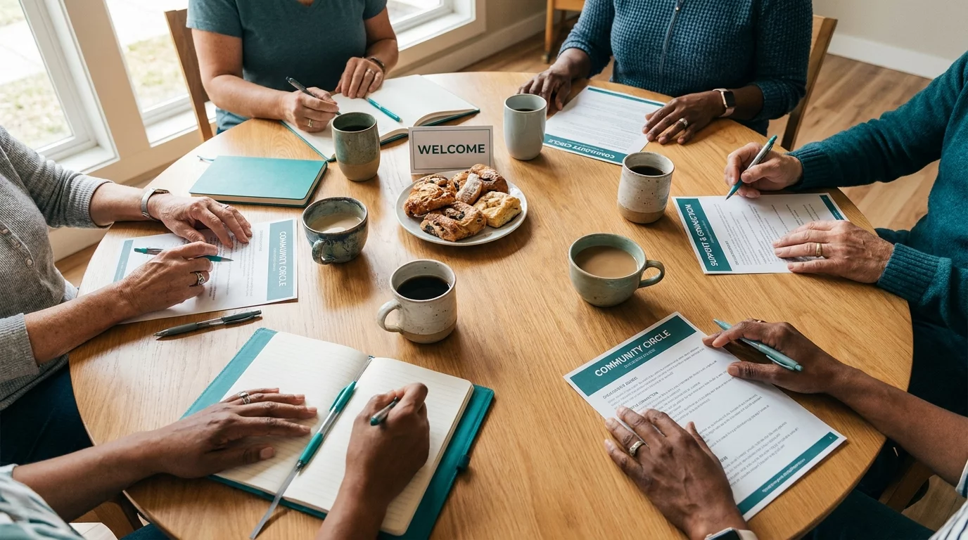 Groupe de personnes echangeant autour d'une table